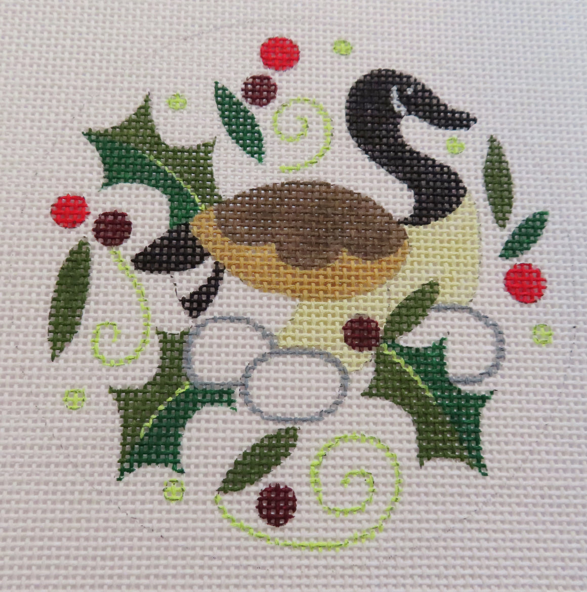 Geese Laying - round -ornament