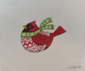 Cardinal With Green Scarf-Christmas Ornament