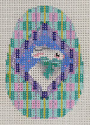 White Bunny on Teal and Pink
